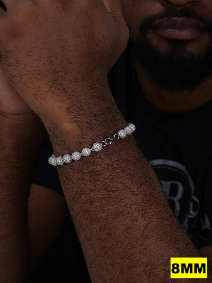 MOISSANITE Bead Ball Dogtag Bracelet - 925 Silver - 4mm-10mm - 7.5"-8.5"