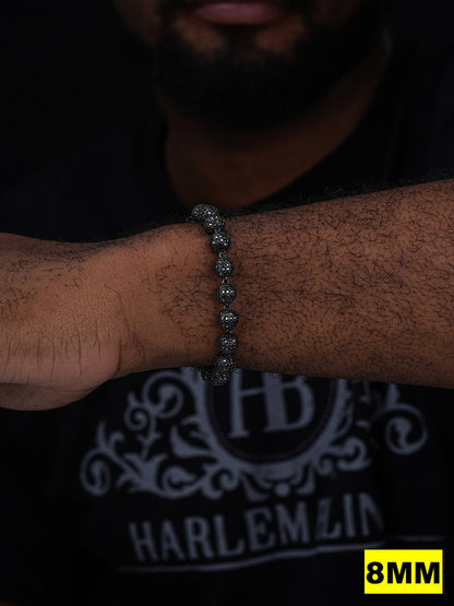 MOISSANITE Bead Ball Dogtag Necklace Chain - Black Rhodium Over 925 Silver - 4mm-10mm - 7.5"-8.5"