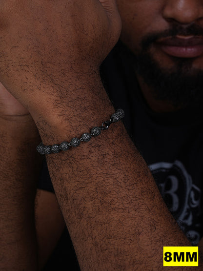 MOISSANITE Bead Ball Dogtag Necklace Chain - Black Rhodium Over 925 Silver - 4mm-10mm - 7.5"-8.5"