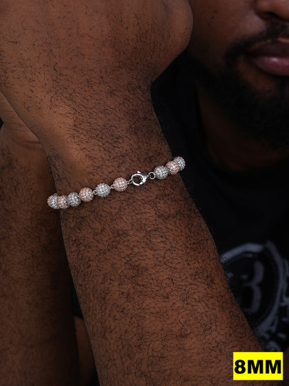 MOISSANITE Bead Ball Dogtag Necklace Chain - Rose Gold Vermeil & 925 Silver - 4mm-10mm - 7.5"-8.5"