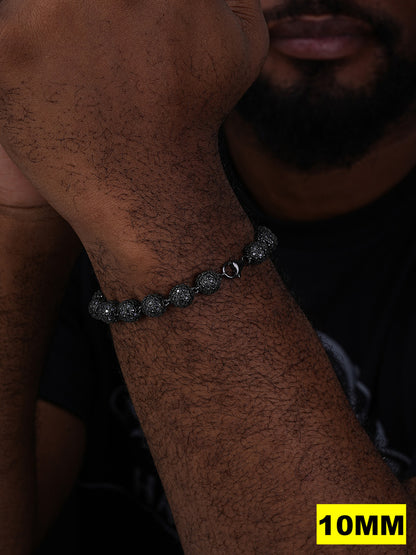 MOISSANITE Bead Ball Dogtag Necklace Chain - Black Rhodium Over 925 Silver - 4mm-10mm - 7.5"-8.5"