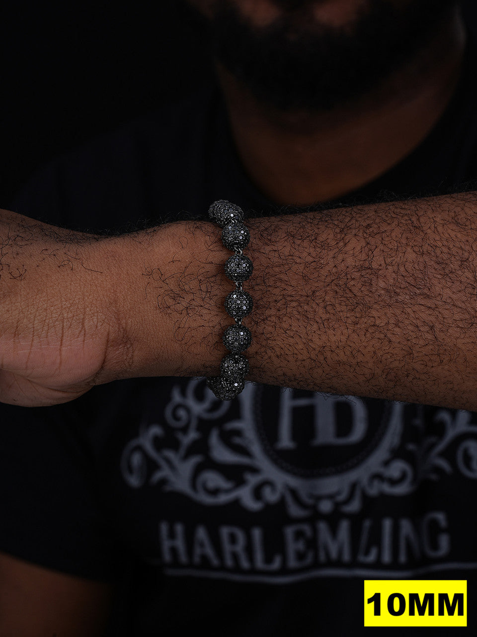 MOISSANITE Bead Ball Dogtag Necklace Chain - Black Rhodium Over 925 Silver - 4mm-10mm - 7.5"-8.5"