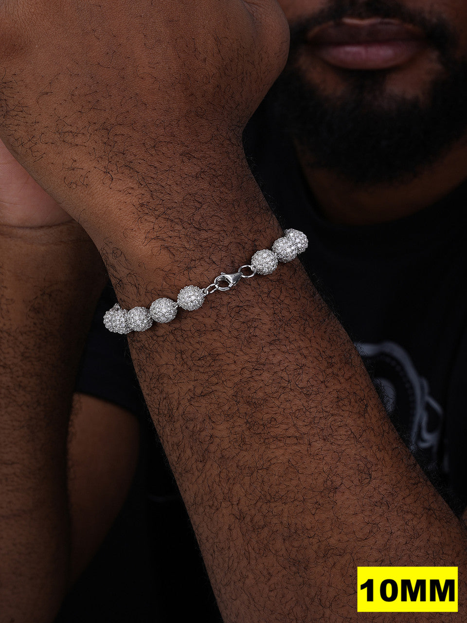 MOISSANITE Bead Ball Dogtag Bracelet - 925 Silver - 4mm-10mm - 7.5"-8.5"