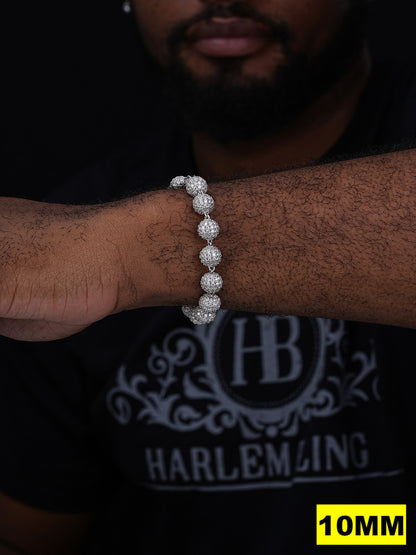 MOISSANITE Bead Ball Dogtag Bracelet - 925 Silver - 4mm-10mm - 7.5"-8.5"