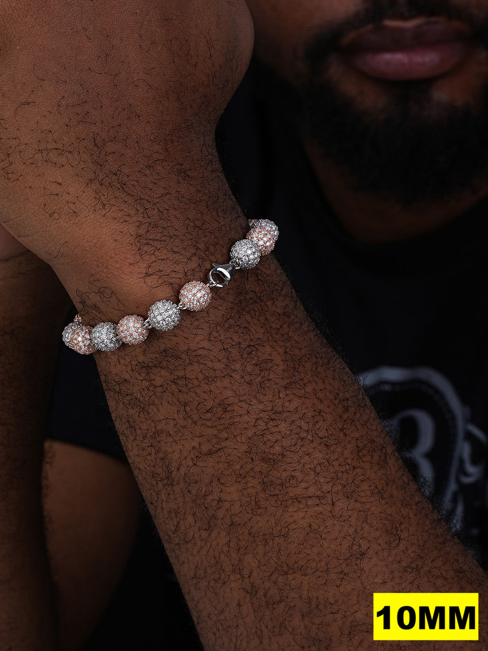 MOISSANITE Bead Ball Dogtag Necklace Chain - Rose Gold Vermeil & 925 Silver - 4mm-10mm - 7.5"-8.5"