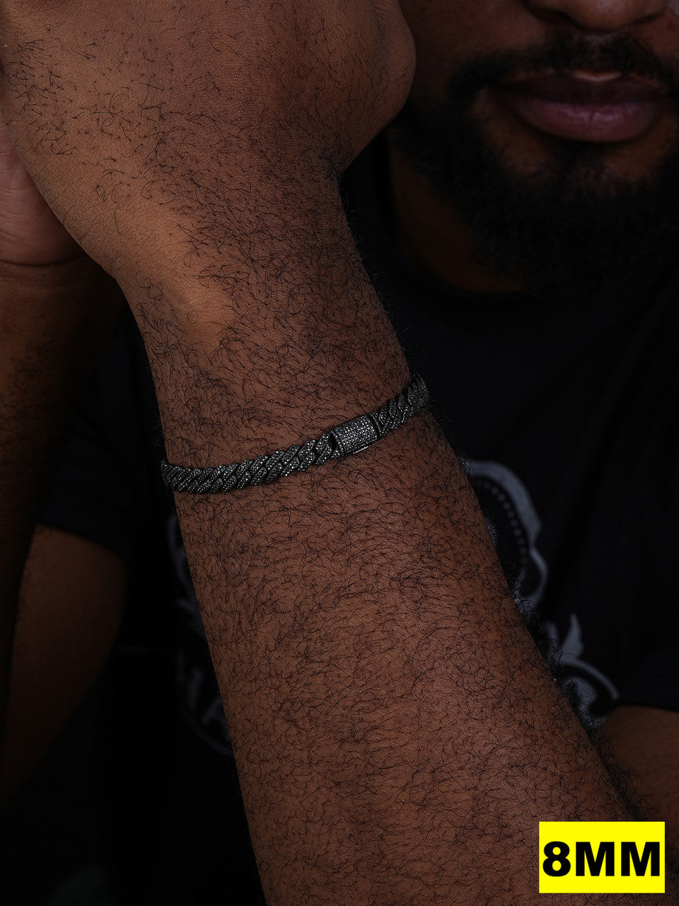 Black MOISSANITE #1 Bestseller Miami Cuban Link Prong Bracelet Iced Out - Black Rhodium Over 925 Silver - 8mm-16mm - 6" - 9"