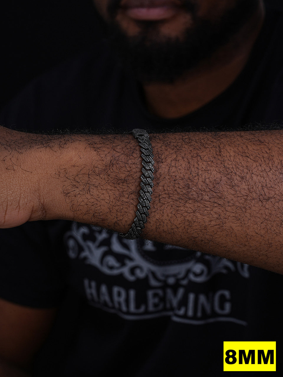 Black MOISSANITE #1 Bestseller Miami Cuban Link Prong Bracelet Iced Out - Black Rhodium Over 925 Silver - 8mm-16mm - 6" - 9"