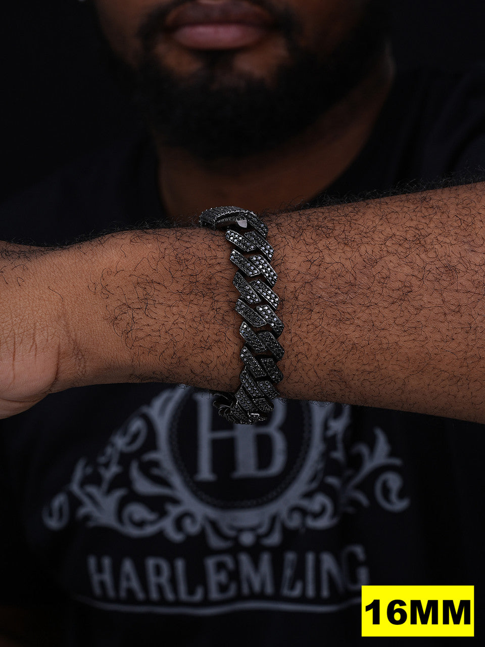 Black MOISSANITE #1 Bestseller Miami Cuban Link Prong Bracelet Iced Out - Black Rhodium Over 925 Silver - 8mm-16mm - 6" - 9"