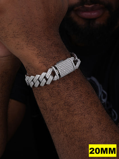MOISSANITE #1 Bestseller Miami Cuban Link Prong Bracelet Iced Out - 925 Silver - 8mm-20mm - 6" - 9"