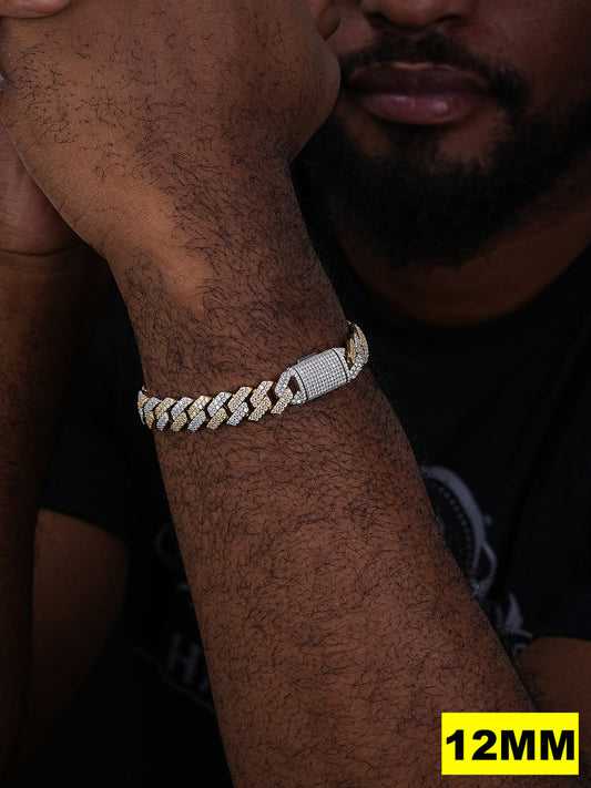 MOISSANITE #1 Bestseller Miami Cuban Link Prong Bracelet Iced Out - 14k Gold Vermeil & 925 Silver - 8mm-20mm - 6" - 9"