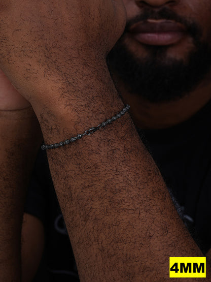 MOISSANITE Bead Ball Dogtag Necklace Chain - Black Rhodium Over 925 Silver - 4mm-10mm - 7.5"-8.5"