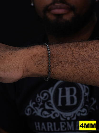 MOISSANITE Bead Ball Dogtag Necklace Chain - Black Rhodium Over 925 Silver - 4mm-10mm - 7.5"-8.5"