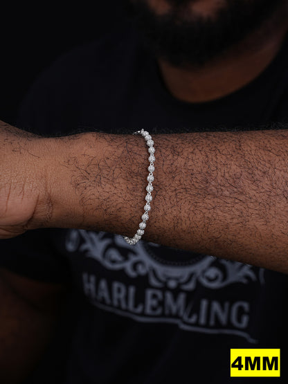 MOISSANITE Bead Ball Dogtag Bracelet - 925 Silver - 4mm-10mm - 7.5"-8.5"