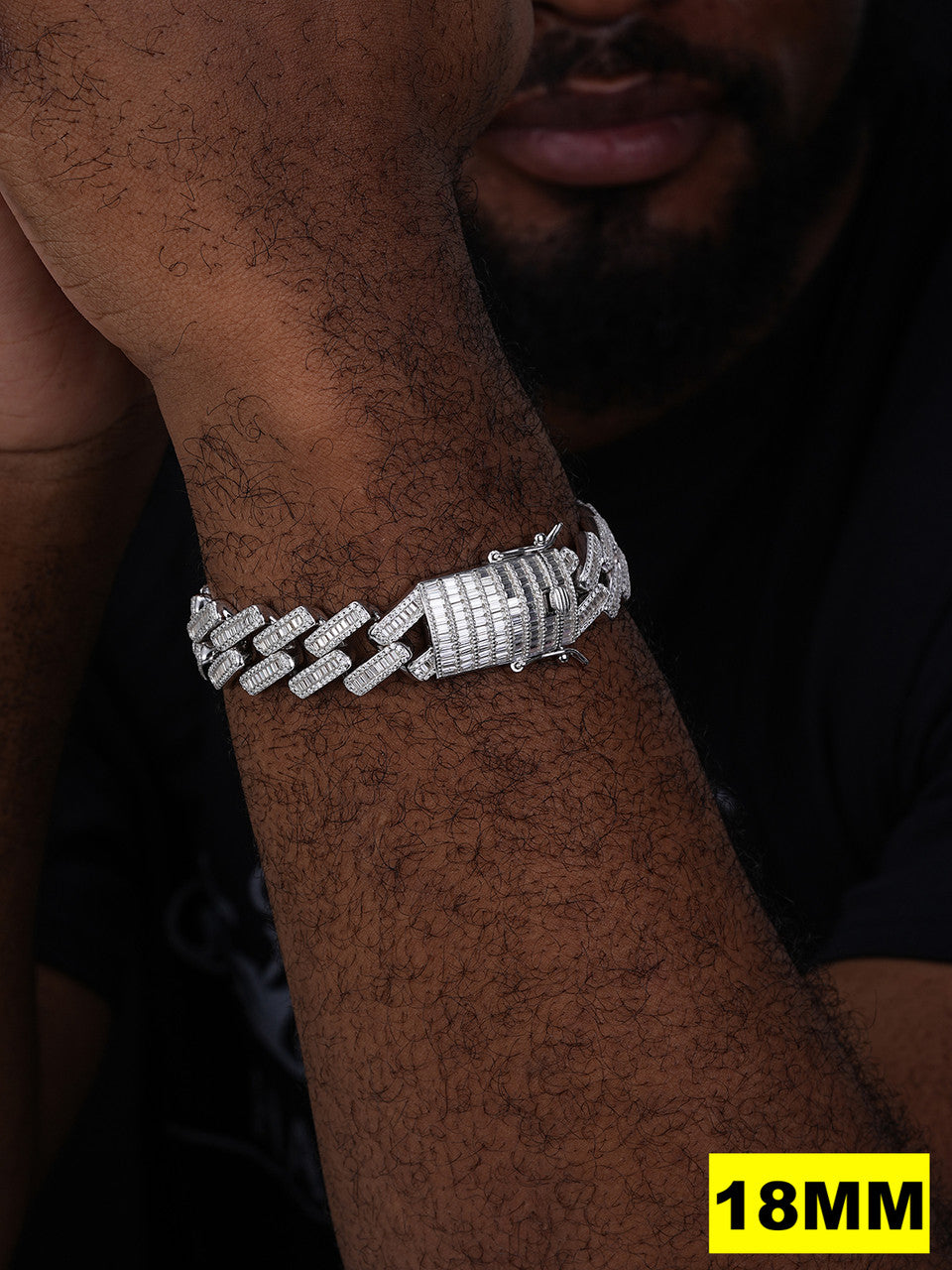 MOISSANITE Baguette Modern Prong Miami Cuban Link Bracelet Iced Out - 925 Silver - 12mm-22mm - 7"-8.5"