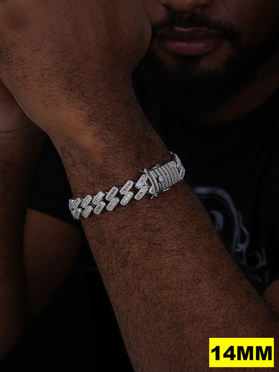 MOISSANITE Baguette Modern Prong Miami Cuban Link Bracelet Iced Out - 925 Silver - 12mm-22mm - 7"-8.5"