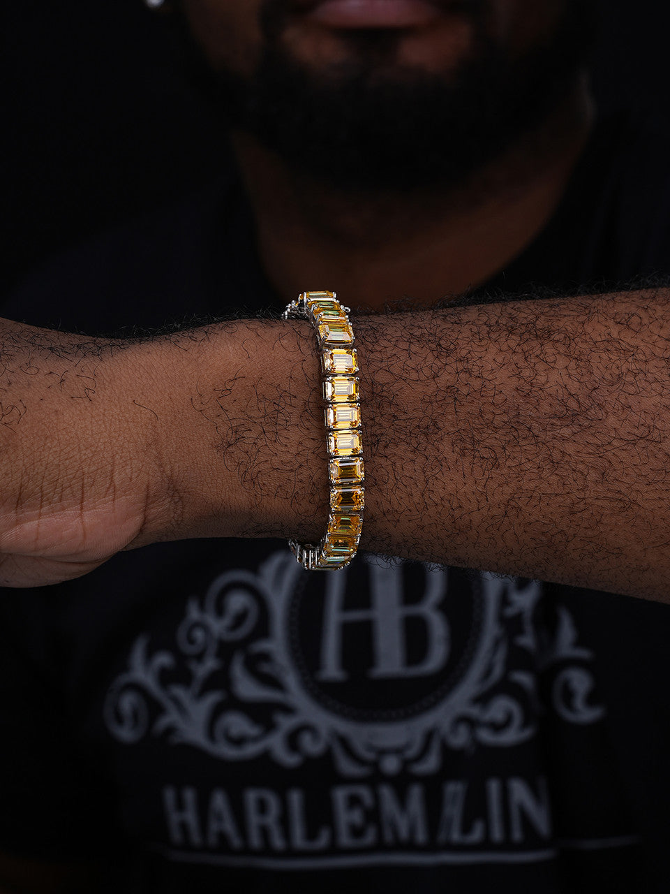 Yellow Canary MOISSANITE Emerald Cut Tennis Bracelet Iced Out - 925 Silver - 8mm - 7-8"