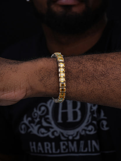 Yellow Canary MOISSANITE Emerald Cut Tennis Bracelet Iced Out - 925 Silver - 8mm - 7-8"