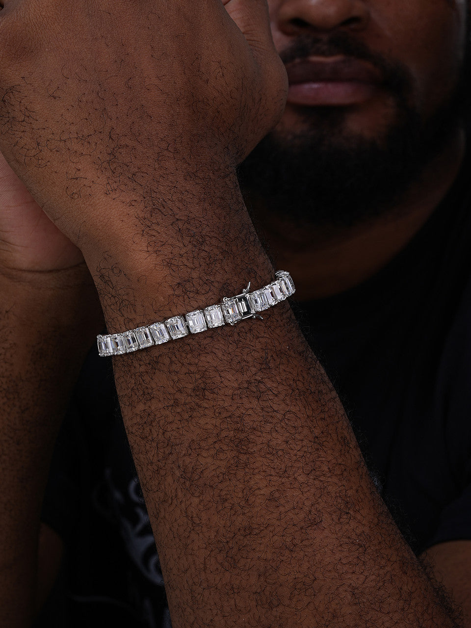 MOISSANITE Emerald Cut Tennis Bracelet Iced Out - 925 Silver - 8mm - 7-8"