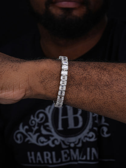 MOISSANITE Emerald Cut Tennis Bracelet Iced Out - 925 Silver - 8mm - 7-8"