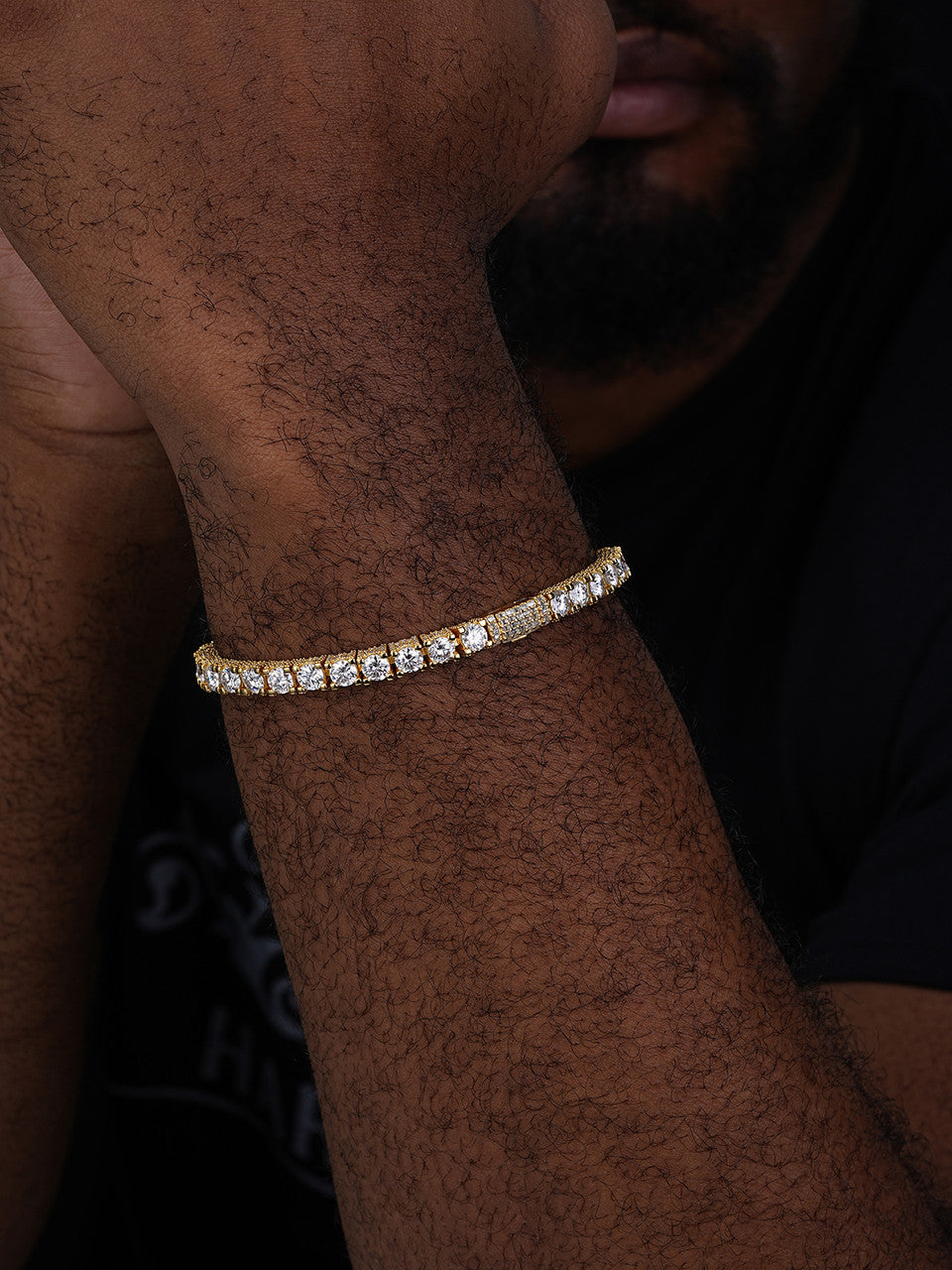 MOISSANITE Reinvented Tennis Bracelet Iced Out On All Sides - 14k Gold Vermeil 925 Silver - 5mm - 6" - 9"