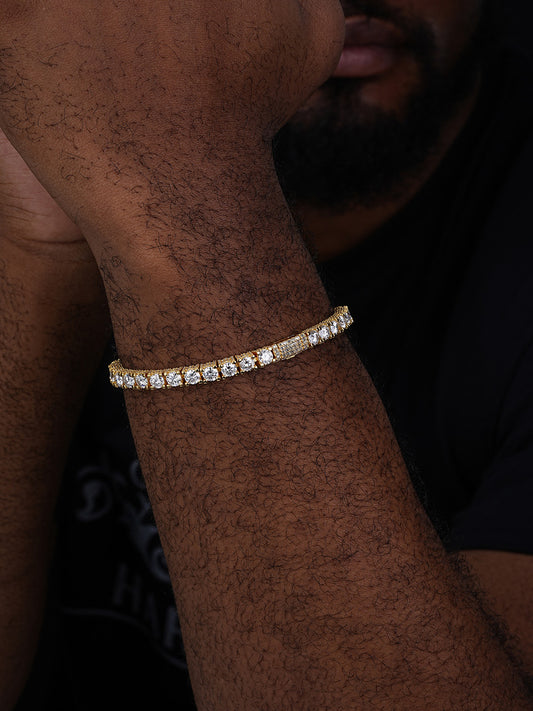 MOISSANITE Reinvented Tennis Bracelet Iced Out On All Sides - 14k Gold Vermeil 925 Silver - 5mm - 6" - 9"