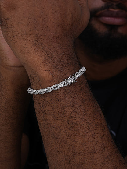 MOISSANITE Rope Chain Bracelet Iced Out - 925 Silver - 7.5mm - 16-30"