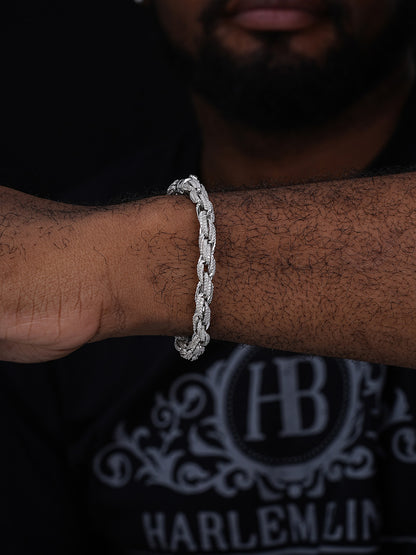 MOISSANITE Rope Chain Bracelet Iced Out - 925 Silver - 7.5mm - 16-30"