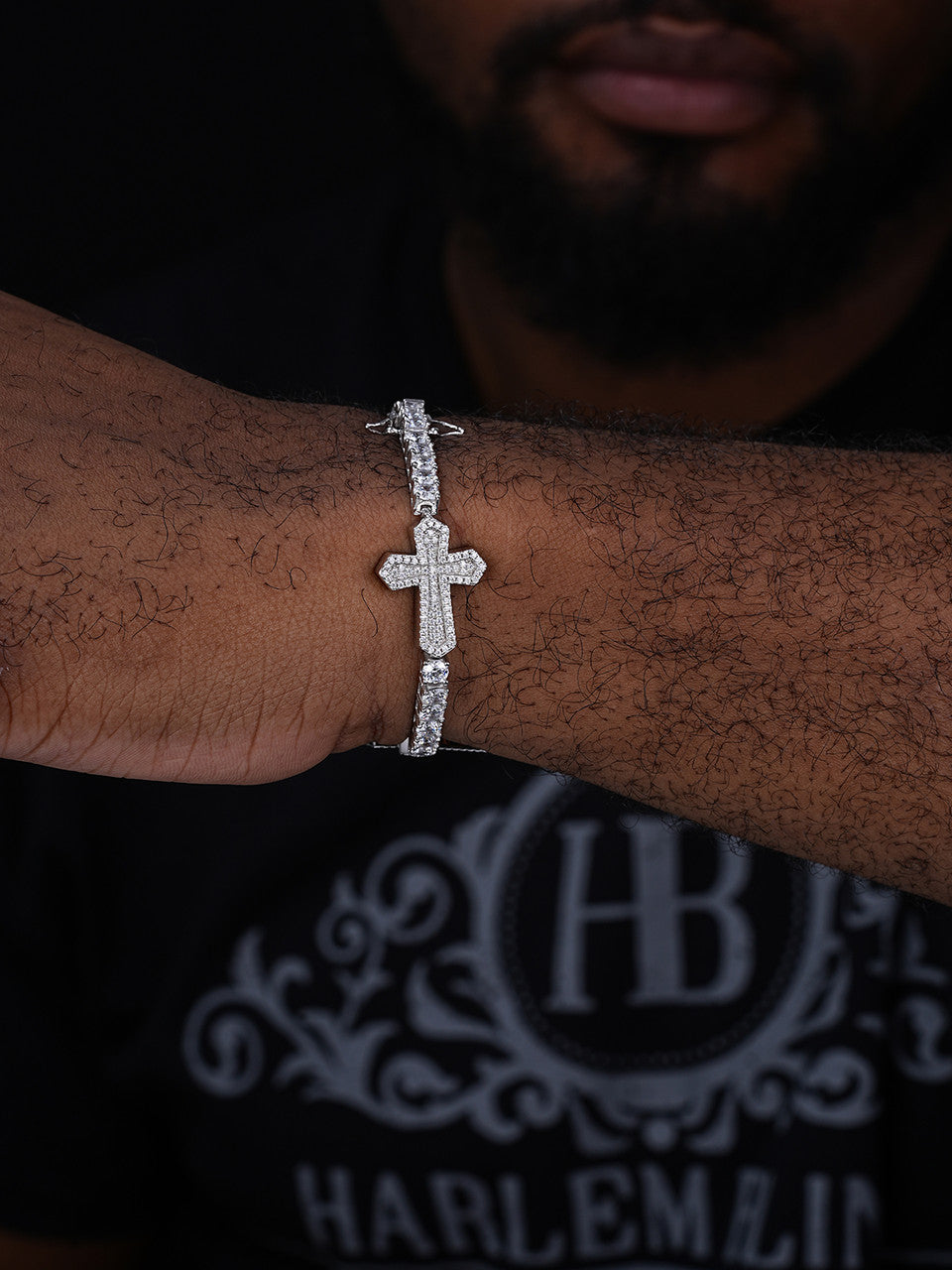 MOISSANITE Cross Tennis Bracelet Iced Out - 925 Silver - 4mm - 6"-8.5"