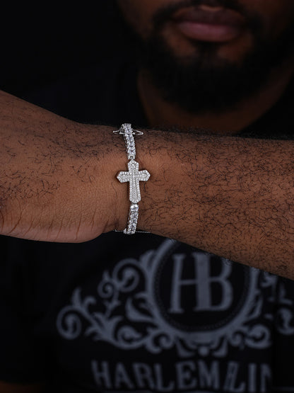 MOISSANITE Cross Tennis Bracelet Iced Out - 925 Silver - 4mm - 6"-8.5"