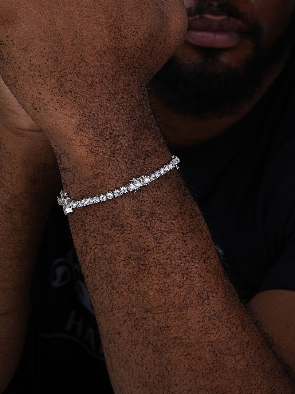 Cross Tennis Bracelet Iced Out CZ Stones - 925 Silver - 4mm - 6"-8.5"