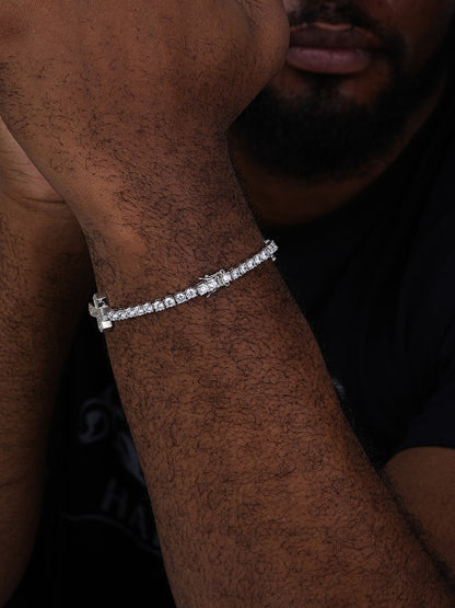MOISSANITE Cross Tennis Bracelet Iced Out - 925 Silver - 4mm - 6"-8.5"