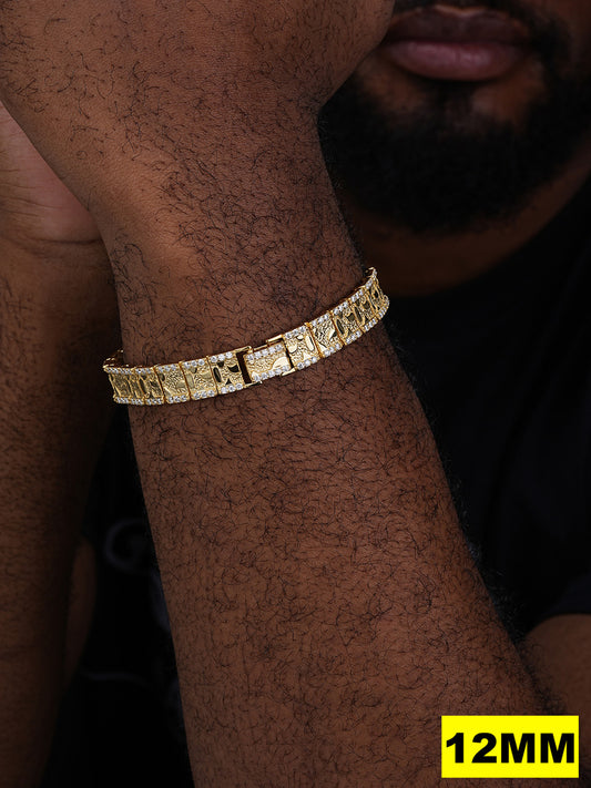 MOISSANITE Classic Nugget Bracelet Iced Out - 14k Gold Vermeil 925 Silver - 14k Gold Vermeil 925 Silver - 8mm-16mm - 7"-8.5"