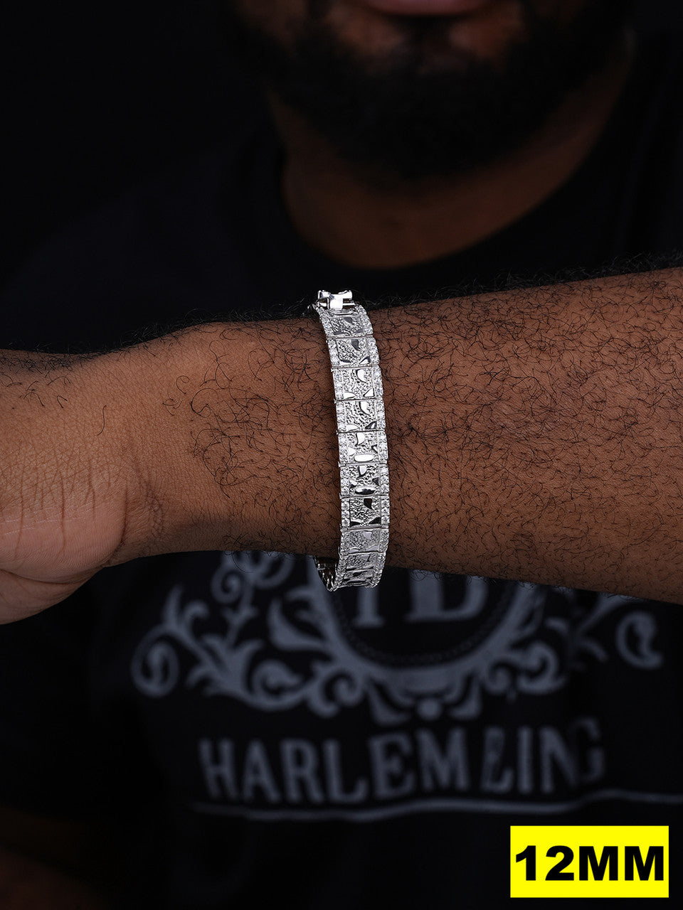 MOISSANITE Classic Nugget Bracelet Iced Out - 14k Gold Vermeil 925 Silver - 925 Silver - 8mm-16mm - 7"-8.5"