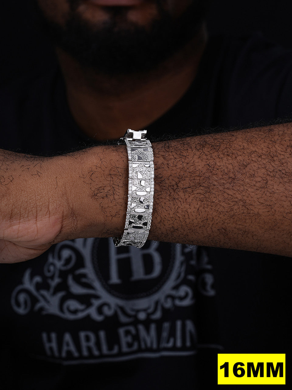 MOISSANITE Classic Nugget Bracelet Iced Out - 14k Gold Vermeil 925 Silver - 925 Silver - 8mm-16mm - 7"-8.5"