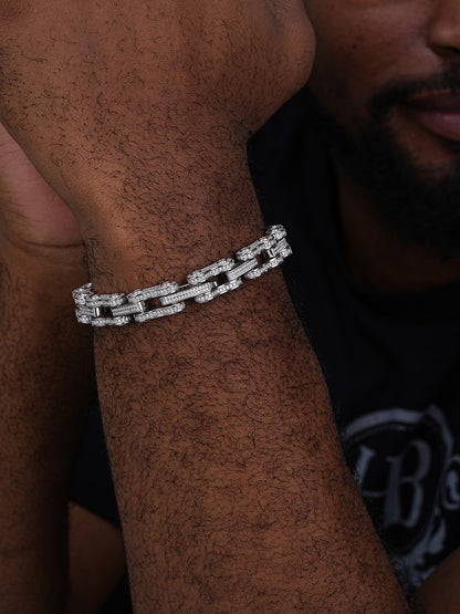 MOISSANITE Bicycle Link Chain Bracelet Iced Out - 925 Silver - 12mm - 6.5" - 8.5"