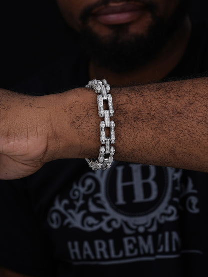 MOISSANITE Bicycle Link Chain Bracelet Iced Out - 925 Silver - 12mm - 6.5" - 8.5"