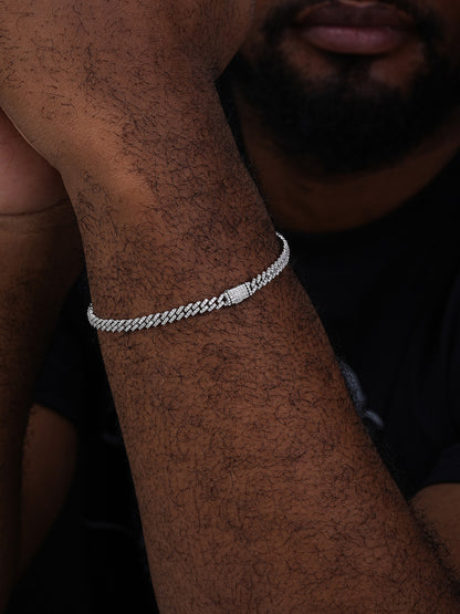 MOISSANITE Micro Prong Miami Cuban Link Bracelet Iced Out - 925 Silver - 5mm - 6" - 8.5"