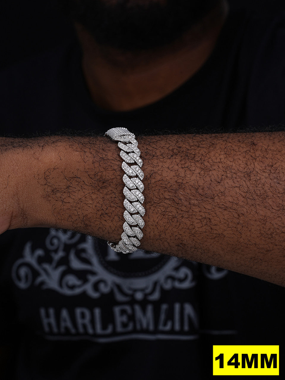 3D Miami Cuban Link Prong Bracelet Iced Out - 925 Silver - 10mm-14mm - 7-9"