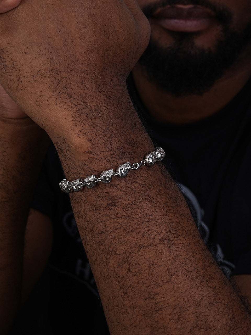 MOISSANITE Custom Skull Link Death Bracelet - 925 Silver - 9.5mm - 7.5"-8.5"