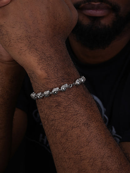 MOISSANITE Custom Skull Link Death Bracelet - 925 Silver - 9.5mm - 7.5"-8.5"