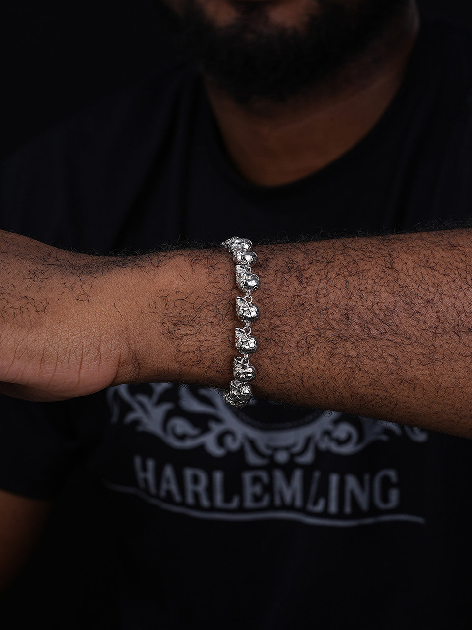 MOISSANITE Custom Skull Link Death Bracelet - 925 Silver - 9.5mm - 7.5"-8.5"