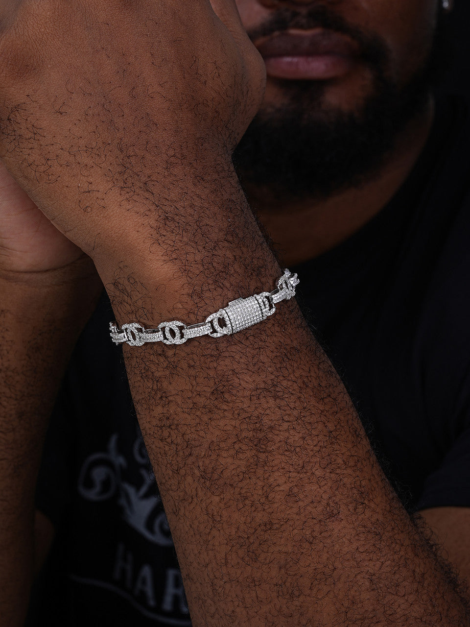 MOISSANITE Double C Custom Link Bracelet Iced Out - 925 Silver - 10mm - 6.5"-8"