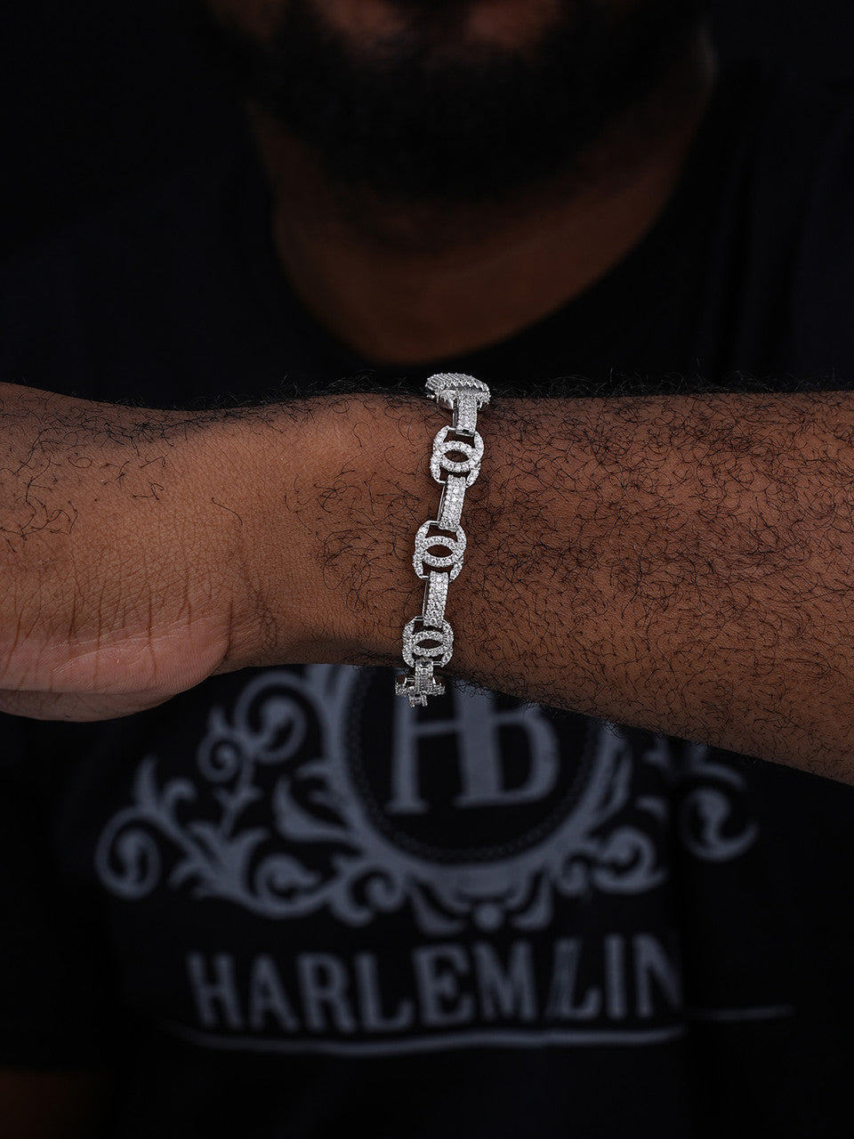 MOISSANITE Double C Custom Link Bracelet Iced Out - 925 Silver - 10mm - 6.5"-8"