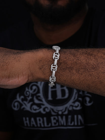 MOISSANITE Double C Custom Link Bracelet Iced Out - 925 Silver - 10mm - 6.5"-8"