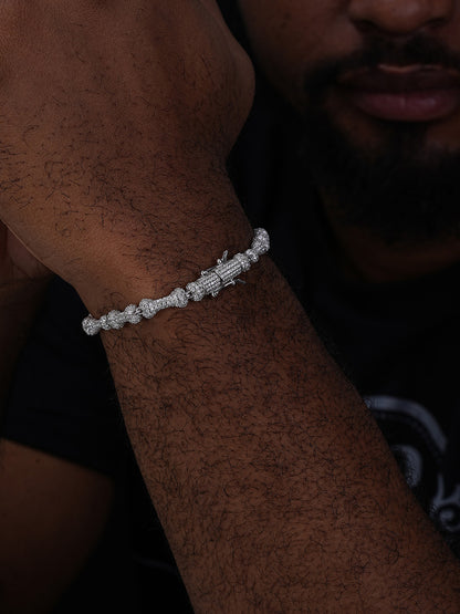 MOISSANITE Custom Bone Link Bracelet Iced Out - 925 Silver - 6.5mm - 7.5-8.5"