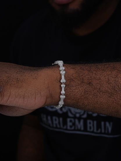 MOISSANITE Custom Bone Link Bracelet Iced Out - 925 Silver - 6.5mm - 7.5-8.5"