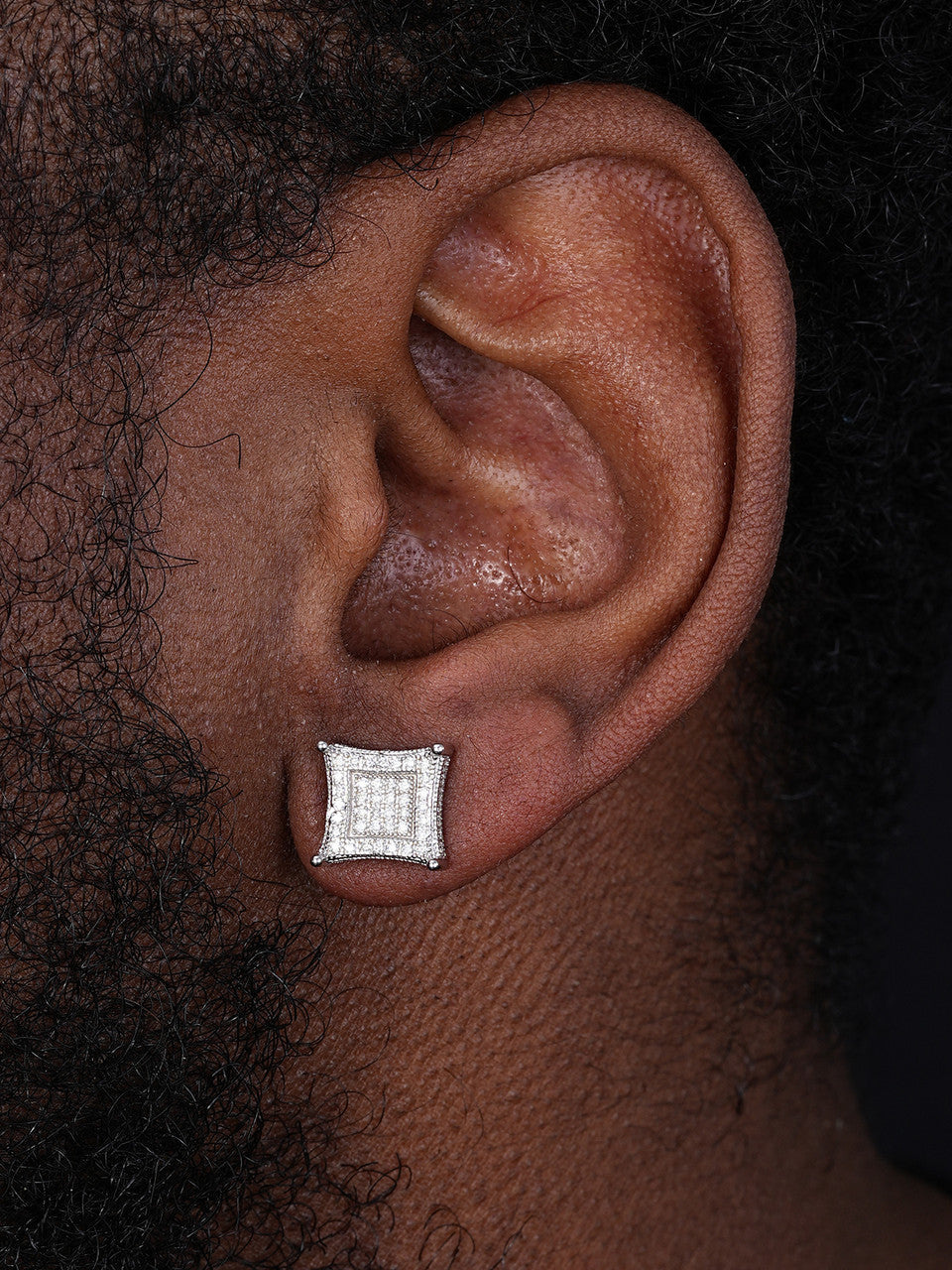 3D Kite Classic Iced Out Earrings - 925 Silver - CZ Stones - 11mm