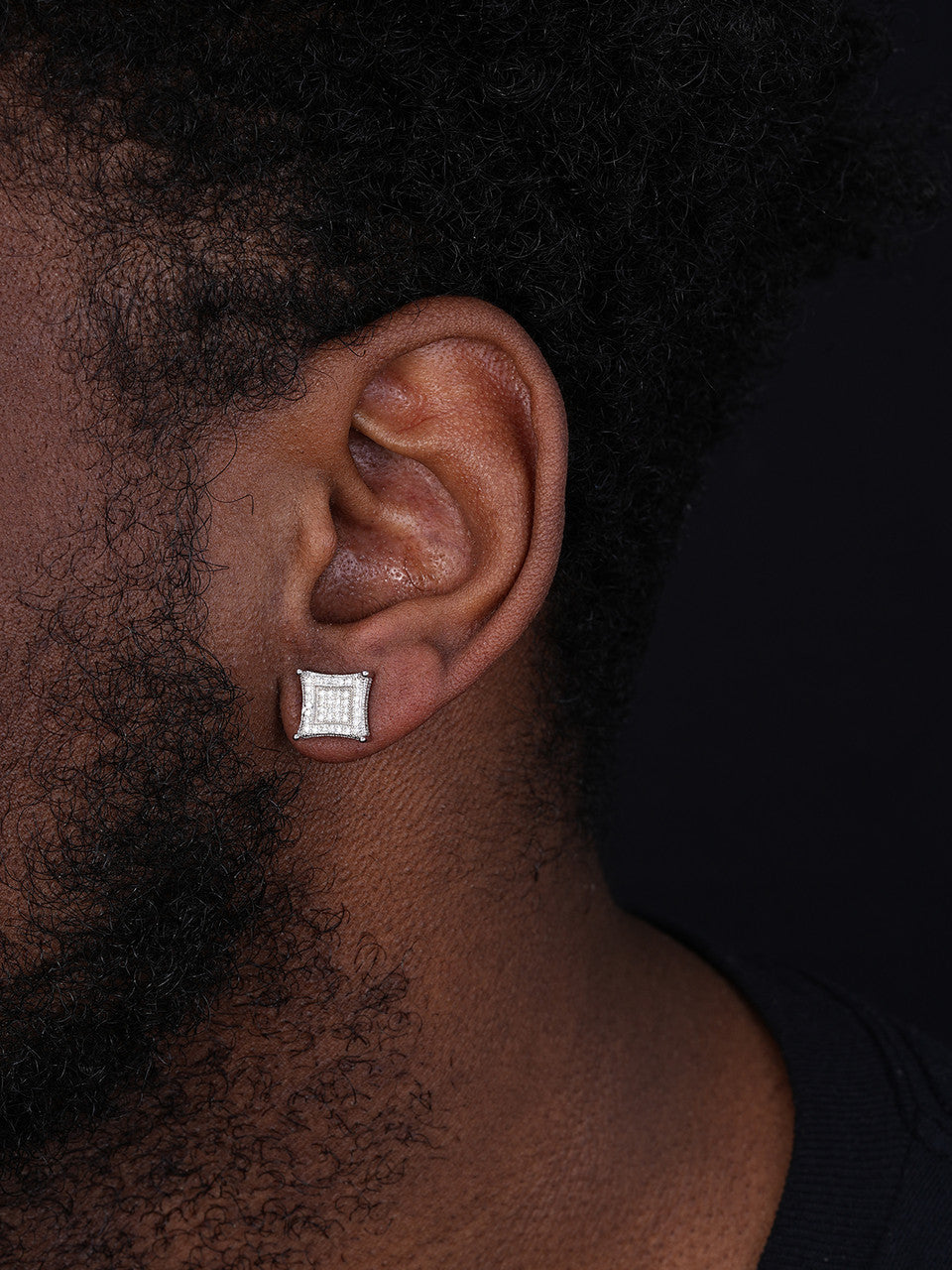 3D Kite Classic Iced Out Earrings - 925 Silver - CZ Stones - 11mm