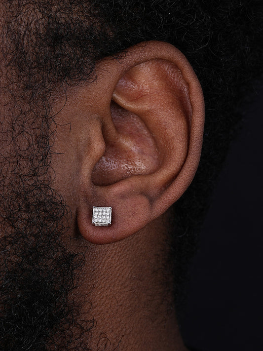 MOISSANITE 3D Cube Rapper Earrings - 925 Silver - 6mm