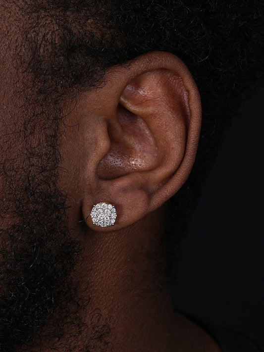 MOISSANITE Iced Out Culture Earrings - 14k Gold Vermeil 925 Silver - 9mm